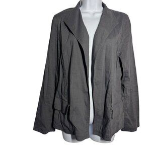 Eileen Fisher System linen open jacket size Medium Dark Gray Italian Fabric